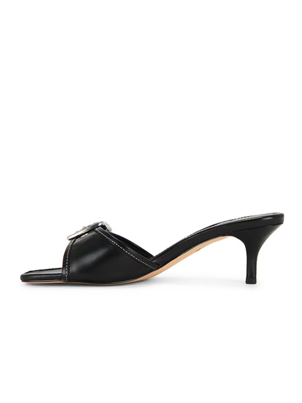 Coach Margot Leather Sandals Black kitten heels mules Revolve 9 - Picture 4 of 11